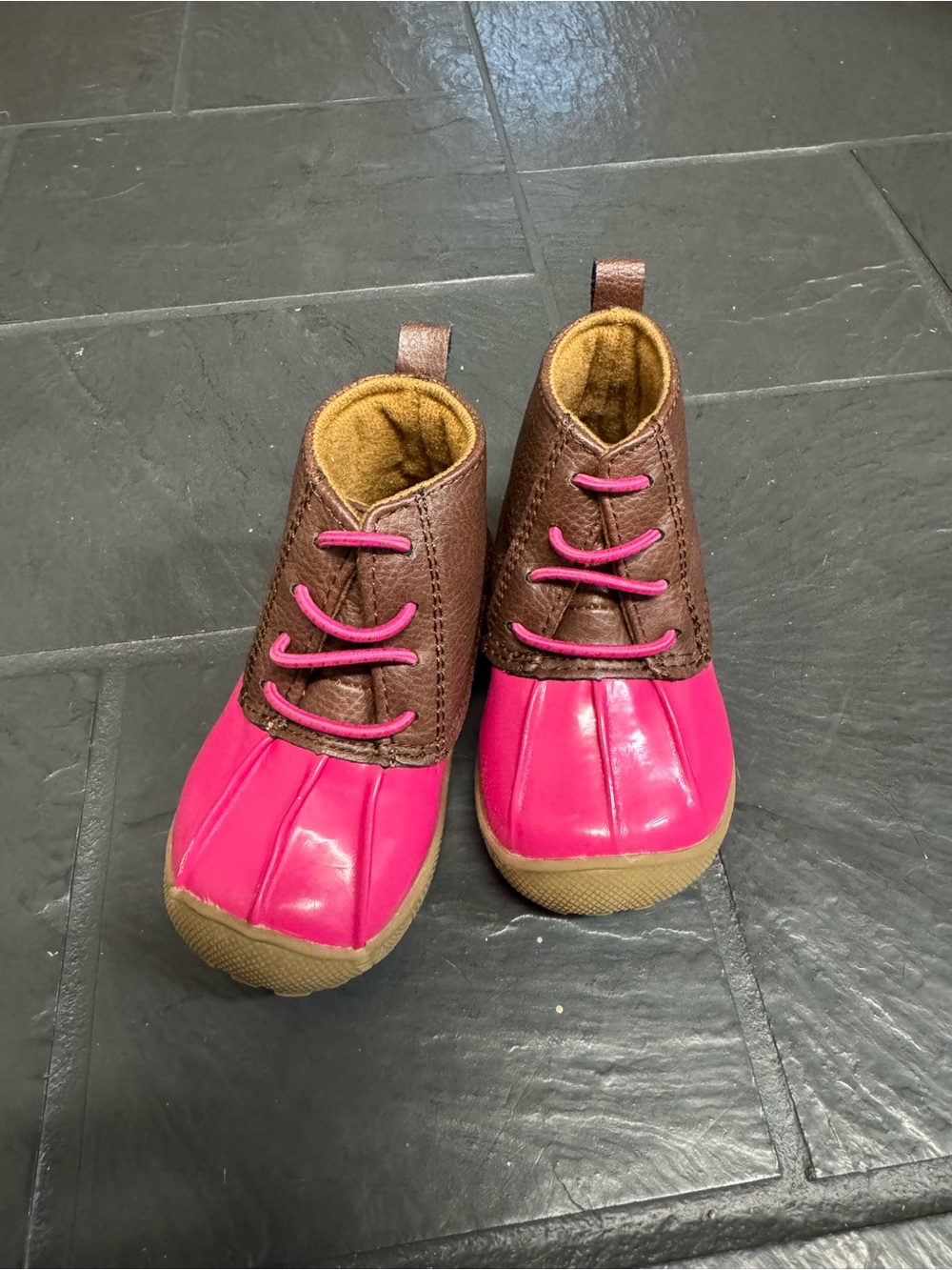 Baby Waterproof Pink and Brown Duck Boots